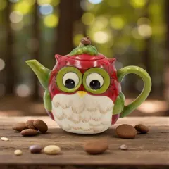 Hand Painted Ceramic Owl Teapot, Gift for Her, Gift for Mom, Tea Party D&eacute;cor, Caf&eacute; D&eacute;cor, Farmhouse D&eacute;cor