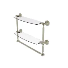 Dottingham Collection 18 Inch Two Tiered Glass Shelf With Integrated Towel Bar - Dt-34Tb/18-Pni