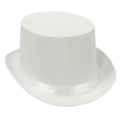 6 Pack Bulk Satin Sleek Top Hat - white