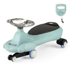 Plastic Wiggle Car with Hauling Rope, Ride-On Toy with Under-Seat Storage Green