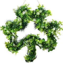 St Patricks Day Wreath for Front Door St Patricks Day Decorations 17 Inches Artificial Lucky Shamrock Door Wreath