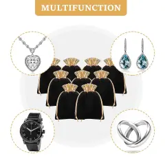 30 Pcs Velvet Drawstrings Gift Bags 6 x 5 Inch Jewelry Pouches Drawstring Candy Bags Bolsitas para Recuerdos Velvet Party Favors Present Pouch for Valentine's Day Christmas(Black)