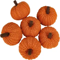 6 Faux Fall Orange Crochet Pumpkins