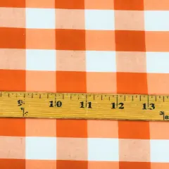 1 Yard Vibrant Orange Gingham Checkered Poly Cotton Fabric 58/59 Inch Wide Lightweight Sewing Cloth