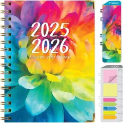 Hardcover Academic Year 2025-2026 Planner - 5.5"x8" - (Rainbow Petals)
