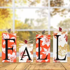 4 PCS Wood Fall Lettered Pumpkin Sign Block