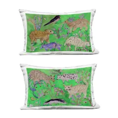 Stupell Industries Quirky Meadow Menagerie Animals 2 Piece Outdoor Printed Pillow Set design by Melissa Wang, 14 x 7 x 20