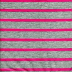 1 Yard Fuchsia & H.Silve Poly Rayon Jersey Knit Stripe Fabric Lightweight 58/60 Inches Wide