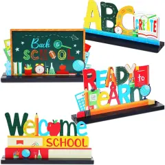 4 Pieces Back to School Wooden Table Centerpiece Decor