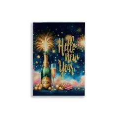 Hello New Year Burlap Garden Flag