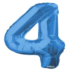 34" Numeral 4 Balloon - Blue, 1ct