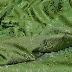 1 Yard Olive Rose Floral Jacquard Satin Fabric, 60/59&Prime; Width, 100% Polyester