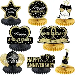 8pcs Happy Anniversary Honeycomb Table Centerpiece