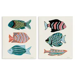 Stupell Industries Tropical Pastels Fish 2pc Canvas Wall Art Set Design by Yvette St. Amant