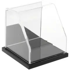 Plymor Clear Acrylic Slanted Front Display Case, 4" x 4" x 4" Black (Mirrored)