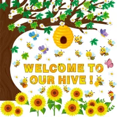 111 Pcs Bee Bulletin Board Set Decorations Summer Sunflower Classroom