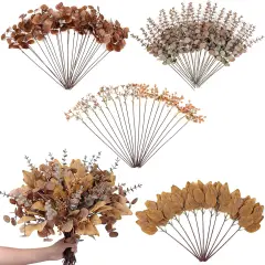 110 Pcs 5 Kinds Mixed Artificial Eucalyptus Stems for Fall