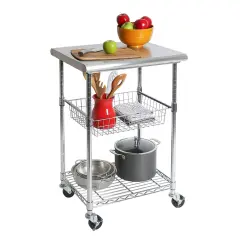 Seville Classics Stainless Steel NSF-Certified Utility Worktable Cart, 24" W x 20" D x 36" H