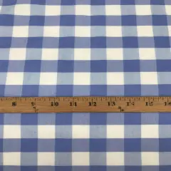 1 Yard Coppen Blue 1 Inch Gingham Checkered Woven Poly Cotton Fabric 58/59 Inch Wide For Sewing