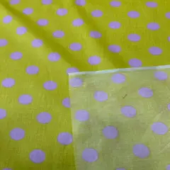1 Yard Poly Cotton Fabric 1" Polka Dot Print, 58" Wide Durable Material for Apparel & Crafts Yellow/Pink