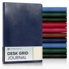 Gallery Leather Grid Journal - Crafted in Maine, USA - Elegant Leather Writing Notebook with 192 Lined Pages - A Timeless Space for Your Thoughts - 8x5.5, Desk Grid Acadia Navy