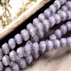 *20* 8mm Purple Bronze Washed Crystal Lilac Opaline Cathedral Beads