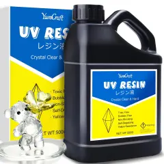UV Resin - 500g Crystal Clear UV Curing Resin, Low Odor Hard Type Ultraviolet Cure Resin for DIY Jewelry Making, Resin Crafts, Painting - Transparent Bubbles Free UV Epoxy Resin for Casting, Statues
