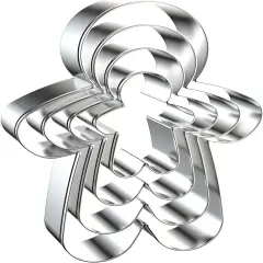 4 Piece Christmas Gingerbread Boy Cookie Cutters Shapes Molds - Stainless Steel