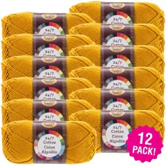 (12 Pack) Lion Brand 24/7 Cotton Yarn - Goldenrod