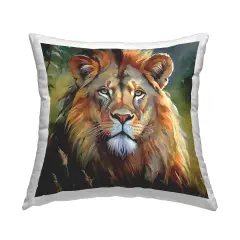 Painterly Lion Portrait Decorative Printed Throw Pillow Design by Noah Bay, 18 x 7 x 18
