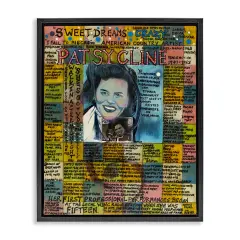 Stupell Industries Patsy Cline Collage Framed Floater Canvas Wall Art Design by Sabin