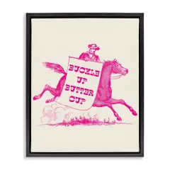 Stupell Industries Buckle Up Buttercup Cowboy Framed Floater Canvas Wall Art Design by Daphne Polselli