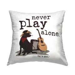 Never Play Music Alone Outdoor Printed Pillow Design by Dog Is Good, 18 x 7 x 18