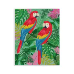 Stupell Industries Pink Paradise Parrots Wall Plaque Art Design by Lisa Perry Whitebutton