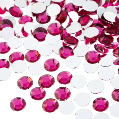 John Bead 8mm (SS39) Round Acrylic Flat Back Rhinestones, 1000pcs Fuchsia