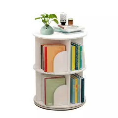 Rotating Bookshelf 360 Display 2 Tier Floor Standing Bookcase Storage Rack