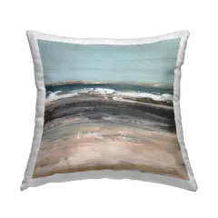 Moody Grey Beach Waves Outdoor Printed Pillow Design by Ethan Harper, 18 x 7 x 18