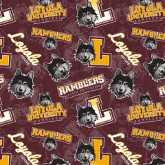 Licensed NCAA Loyola University Chicago Tone on Tone 1178 Cotton Fabric by the Yard