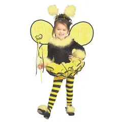 Girls Bumblebee Costume Black Leotard Yellow Tutu with Wings and Wand