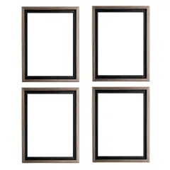 Creative Mark Illusions Floater Frame For 3/4" Deep Canvases - Black w/ Antique Silver Edge - Set of 4 - Ideal for Galleries & Home Decor - Wood Float Frame for Canvas Paintings - w/ Hanging Hardware