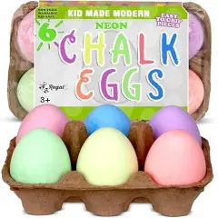Sidewalk Chalk Set for Kids - Washable, Neon Colored Egg Chalk for Outdoor Play and Chalkboard Art - Ages 3+ (6 Pieces, Multicolor)