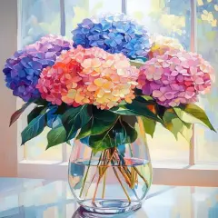 Hydrangea in Glass 5D Diamond Painting Kit for Adults - DIY Full Drill Diamond Art for Beginners - Crystal Craft Kit for Home Wall Decor (11.8x15.7 inch)