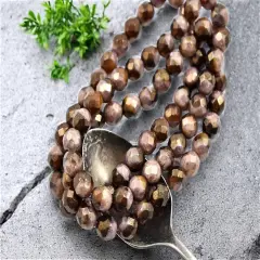 *25* 8mm Gold Lustered Mauve Root Beer Fire Polished Round Beads