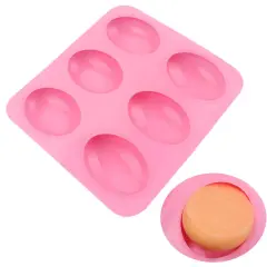 2 Pieces Silicone Mold For Handmade Soap 6 Cavity Oval Shape fat bath bombs Pink Color