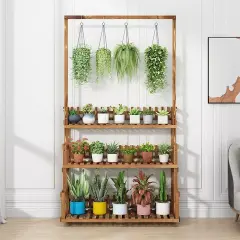 3 Tier Plant Shelf Hanging Bar Plant Stand Flower Rack for Garden Patio Balcony