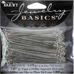CousinDIY Jewelry Basics Metal Findings 180/Pkg-Silver Eye Pins