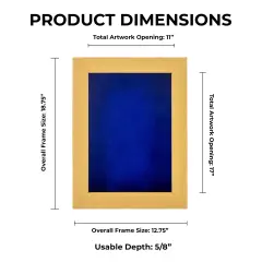 Classic Natural Wood Shadow Box Frame with Acrylic Front - Royal Blue Suede Backing, 30 Sizes