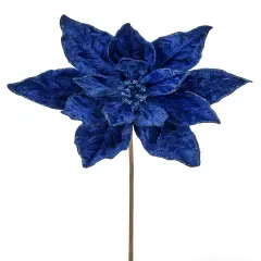 24" Deluxe Velvet Sapphire / Blue Poinsettia Flower