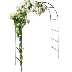 Outdoor Metal Black Wedding Arch Curved Garden Arbor for Climbing Plants Trellis