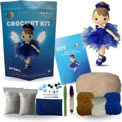 Crochet Kit DIY Doll Ballerina Craft Kits with Yarn Accessories Natural Fiber Crochet Doll Cute Handmade Plush Toy Kit